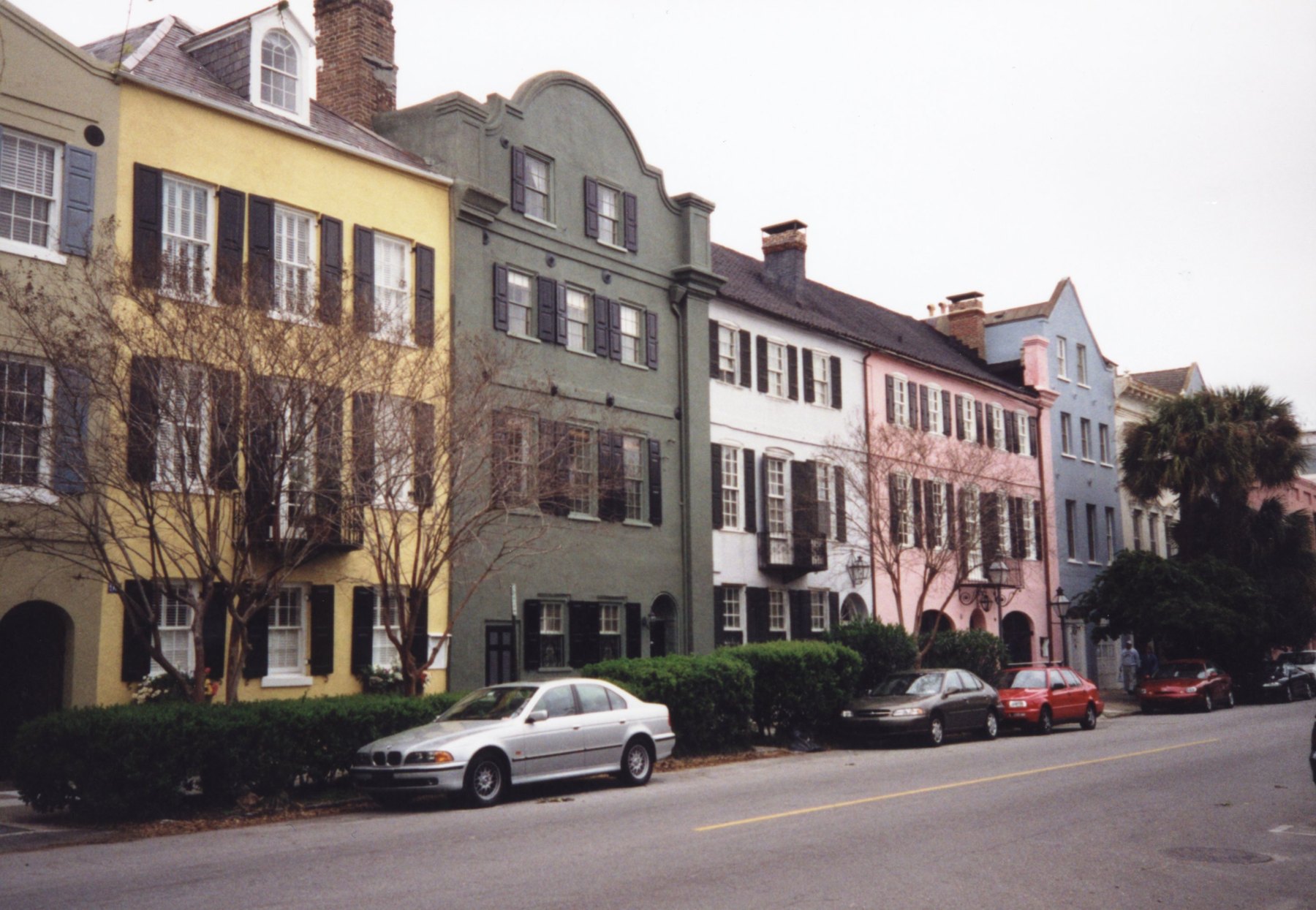 Pastel historic houses on Rainbow Row, East Bay Street, Charleston, South Carolina